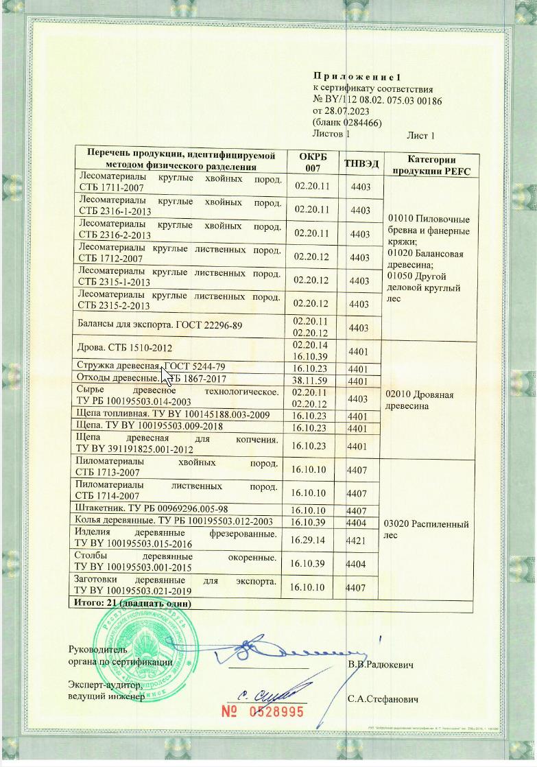Сертыфікат PEFC